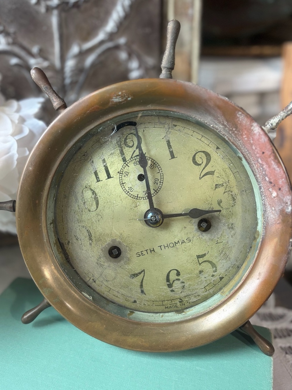 Seth Thomas Nautical brass ships wheel bell clock parts repair